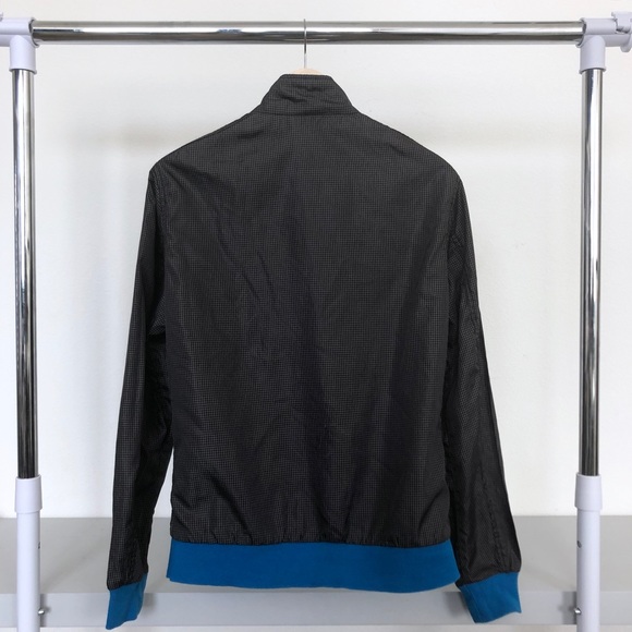 Forever 21 Men Black Blue Grid Windbreaker Jacket - Picture 2 of 6